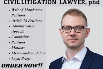 draft writ of mandamus, article 78 petitions, legal motions, and court documents
