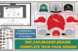 design cap, hat, beanie and headwear with tech packs