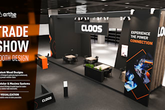 do trade show design, exhibition stand and realistic render