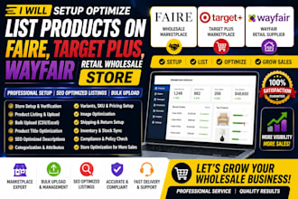 setup optimize list products on faire target plus wayfair retail wholesale store