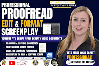 proofread edit and format screenplay youtube script word document