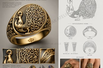 create luxury jewelry concept designs rings, pendants and bracelets