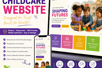design kindergarten, preschool, childcare, daycare website