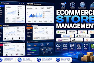 setup shopify, amazon, ebay, etsy, tiktok shop stores, and manage amazon PPC