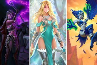 draw fantasy character illustration card game character concept art card design