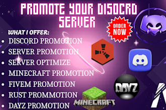do fivem server promotion, rust pro0tion, dayz promotion, minecraft discord ads
