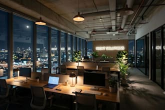 office background light night