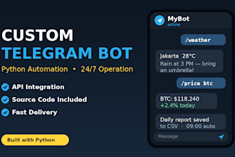build a custom telegram bot with python
