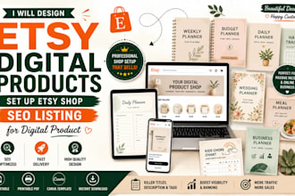 design etsy digital products set up etsy shop seo listing for digital product