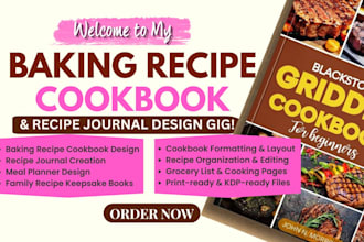write design baking recipe cookbook meal planner recipe journal family keepsake