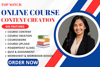 create online course content, training manual, lesson plan, workbook, elearning