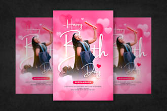 design professional birthday, wedding, anniversary  flyer