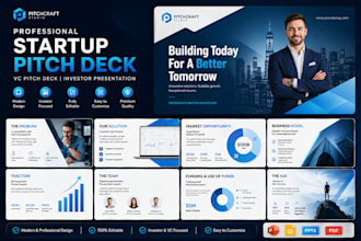 desgin professional startup pitch deck, vc pitch deck investor presentation