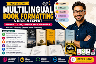 format design german, italian, spanish, french, and dutch ebook for amazon KDP