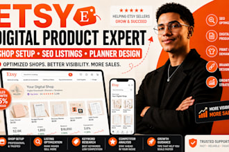 design etsy digital product setup etsy shop etsy SEO listing design etsy planner