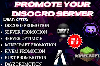 promote minecraft server promotion dayz, rust, fivem, gaming server, discord ads