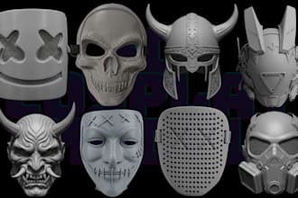 design custom cosplay 3d helmet halloween 3d mask anime mask stl for 3d printing