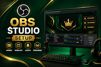 setup obs studio with scenes, overlays, alerts and streaming