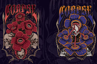 create detailed dark art illustration for streetwear, apparel