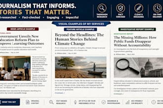 write professional news articles and journalistic content