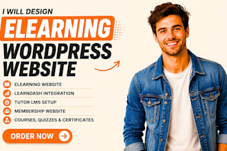 design elearning wordpress website learndash tutor lms and membership website