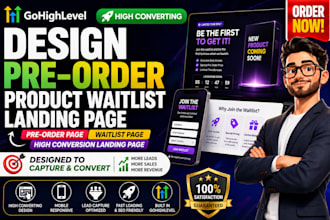 design pre order product waitlist landing page in gohighlevel or instapage