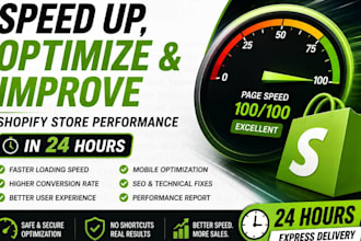 speed up, optimize and improve shopify store performance in 24 hours
