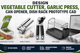 design vegetable cutter garlic press can opener dish rack cad model