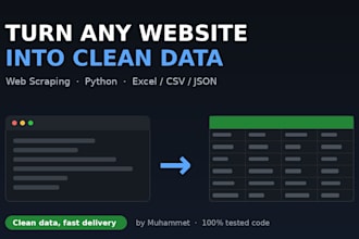 scrape any website into clean excel or CSV data with python