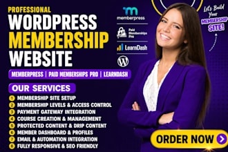 build wordpress membership website, memberpress, paid membership pro, learndash