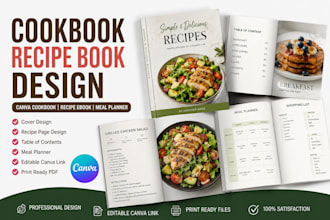 design canva cookbook recipe ebook meal planner and recipe book