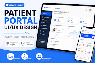 design patient portal UI UX for healthcare startups clinics and hospitals