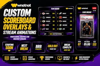 design custom whatnot scoreboard overlays and stream animations