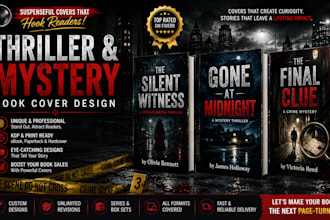 design thriller, mystery, suspense, crime book covers for amazon KDP