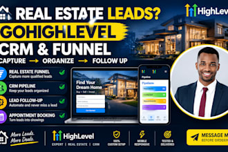 build gohighlevel website, funnel and crm for real estate leads