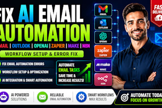 fix ai email automation gmail outlook openai zapier make n8n workflow setup