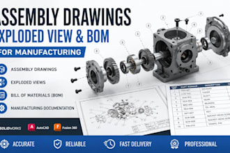 create assembly drawings, exploded view, bom for manufacturing