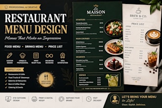 create a modern and elegant menu design