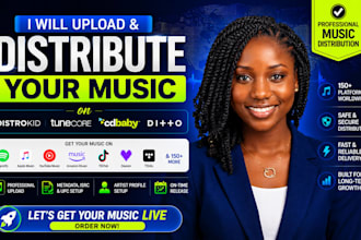 upload and distribute your music on distrokid, tunecore, cd baby and ditto