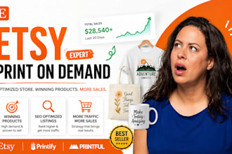 setup etsy print on demand store design, printify printful, print on demand