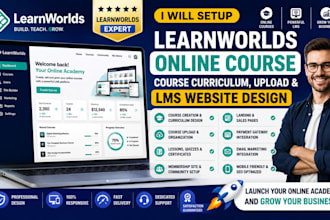 setup learnworlds online course, course curriculum, upload, lms website design