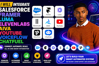 integrate salesforce framer luma elevenlabs aiva youtube voiceflow chatfuel