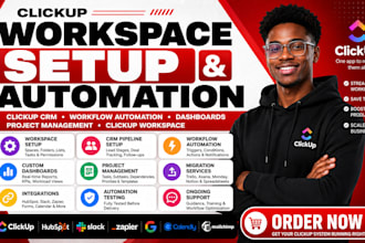 clickup CRM workflow automation dashboard project management clickup workspace