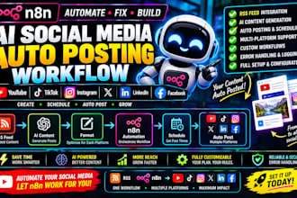 automate fix ai social media auto posting workflow n8n youtube make n8n rss feed