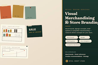 create retail branding moodboards, competitor analysis and visual merchant