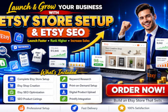 setup etsy store, etsy shop, etsy SEO and product listings