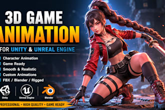 create 3d game animations for unity and unreal engine