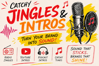 create custom jingle, radio jingle, podcast intro outro, commercial music
