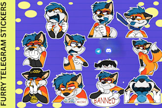 draw custom furry telegram stickers discord animated nsfw furry crypto stickers