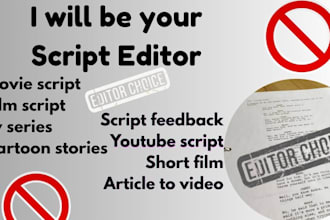 do short film script editing, proofreading, formatting screenplay youtube script